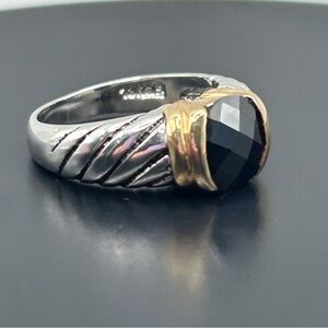 18KGE Two Tone Black CZ Pave Set Size 7.75 Ring